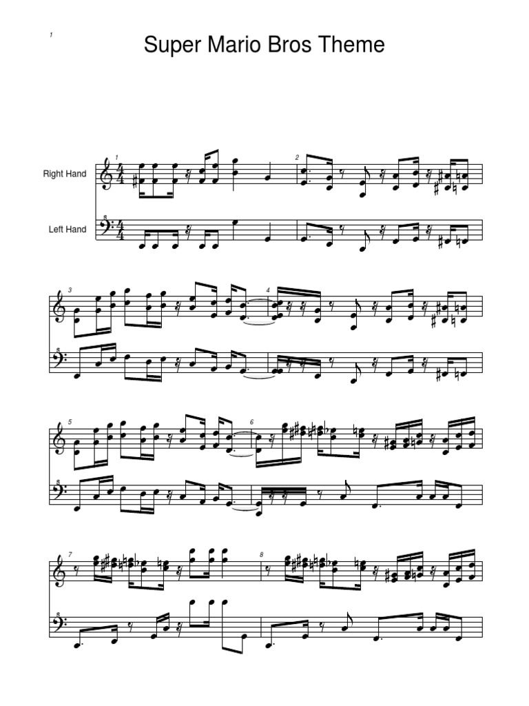 Partitura Mario Bros